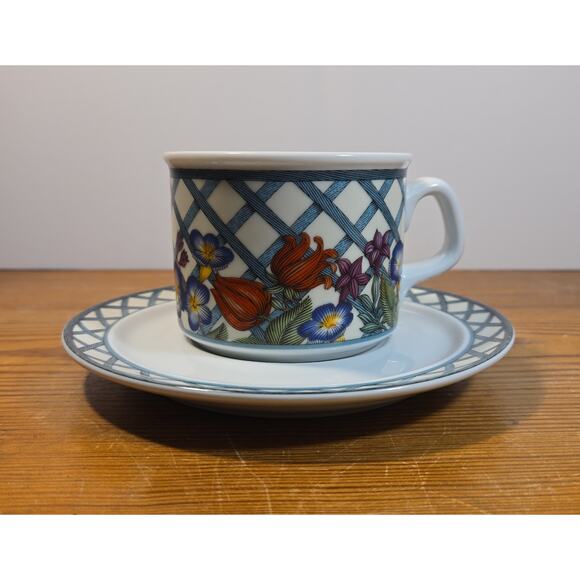 Dansk Other - Dansk Nordic Garden Floral Lattice Portugal Cup and Saucer Set